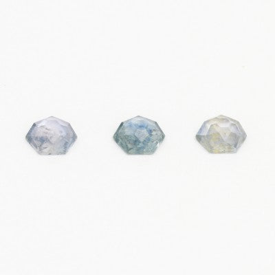 5.5mm Hexagonal Rose Cut Light Lavendar/Light Blue Montana Sapphires