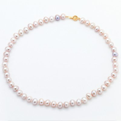 18 Inch 7.5mm Semi-Round Pearl Strand with 14kt Gold Clasp