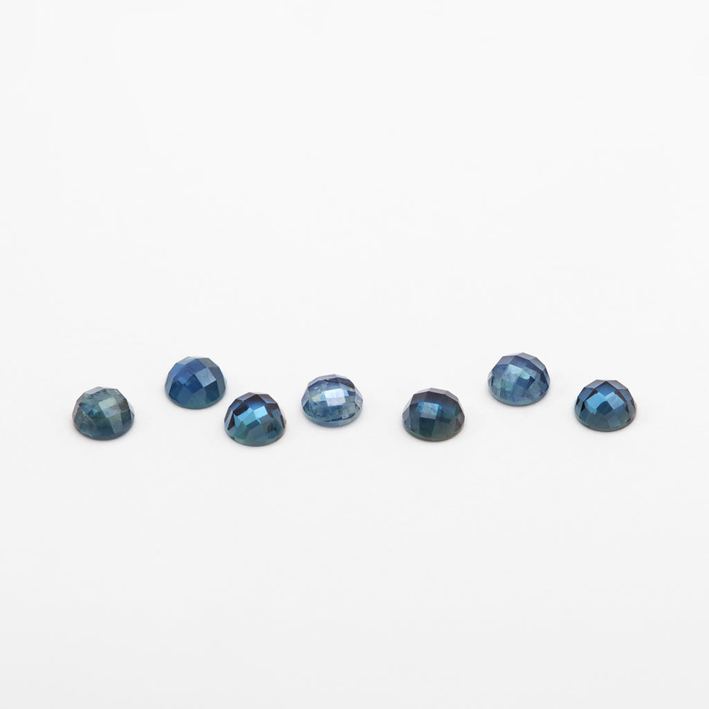 3 to 4mm Bright Blue Nigerian Sapphire Rose Cut Rounds