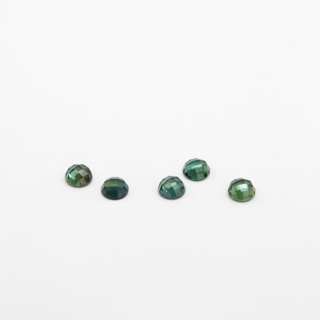 3 to 4mm Dark Green Nigerian Sapphire Rose Cut Rounds