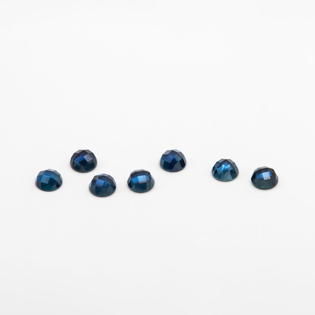 3 to 4mm Medium Blue Nigerian Sapphire Rose Cut Rounds