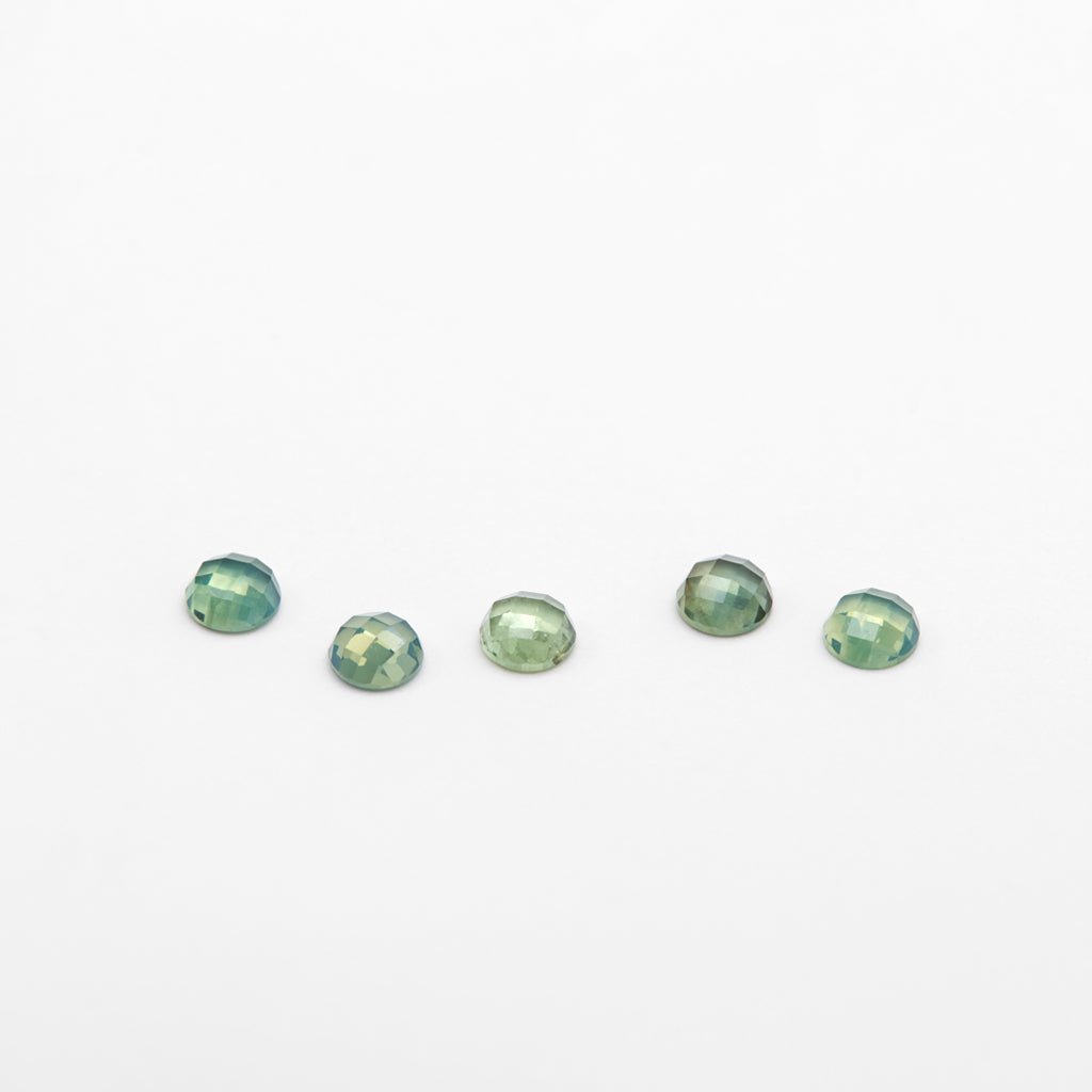 3 to 4mm Medium Green Nigerian Sapphire Rose Cut Rounds