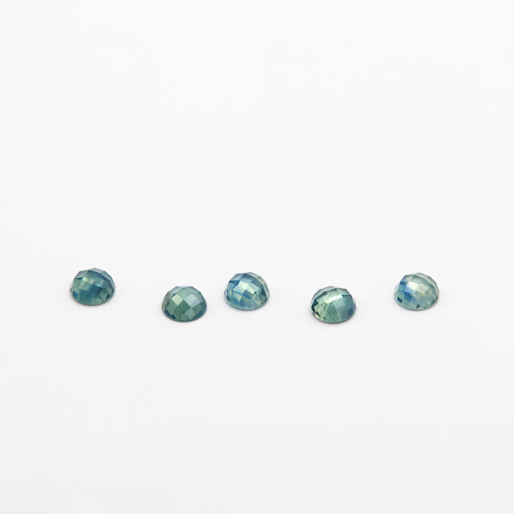 3 to 4mm Medium Teal Nigerian Sapphire Rose Cut Rounds