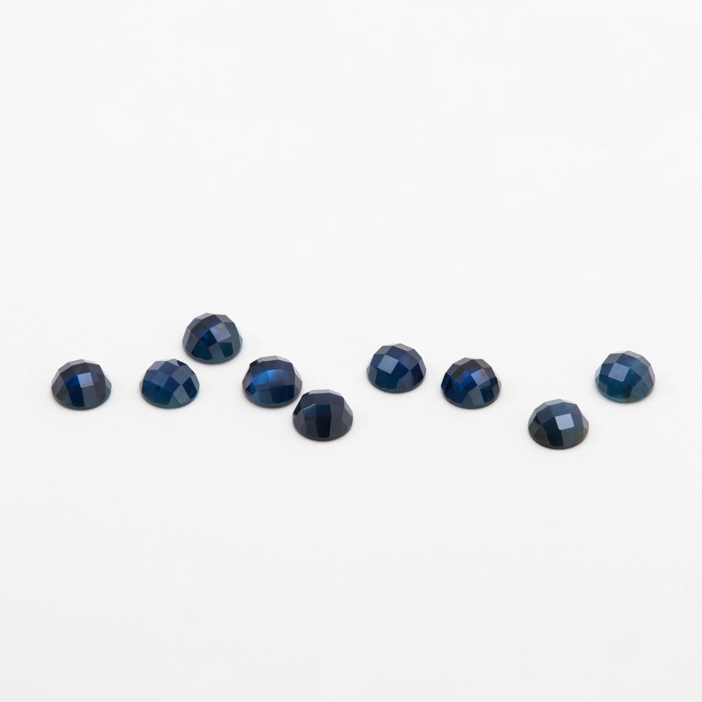 3 to 4mm Dark Blue Nigerian Sapphire Rose Cut Rounds