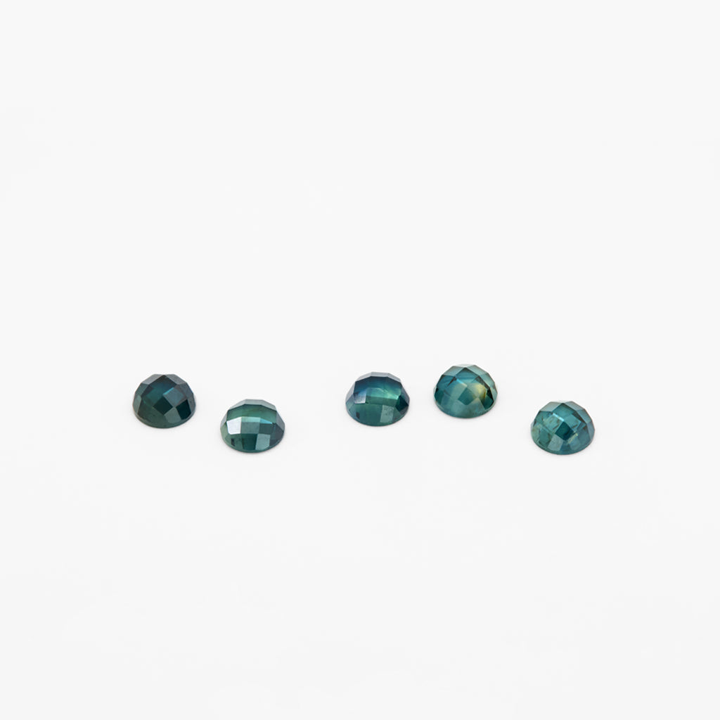 3 to 4mm Dark Teal Nigerian Sapphire Rose Cut Rounds