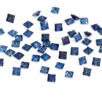 1.75 to 3.75mm Bright Blue Australian Sapphire Princess Cuts