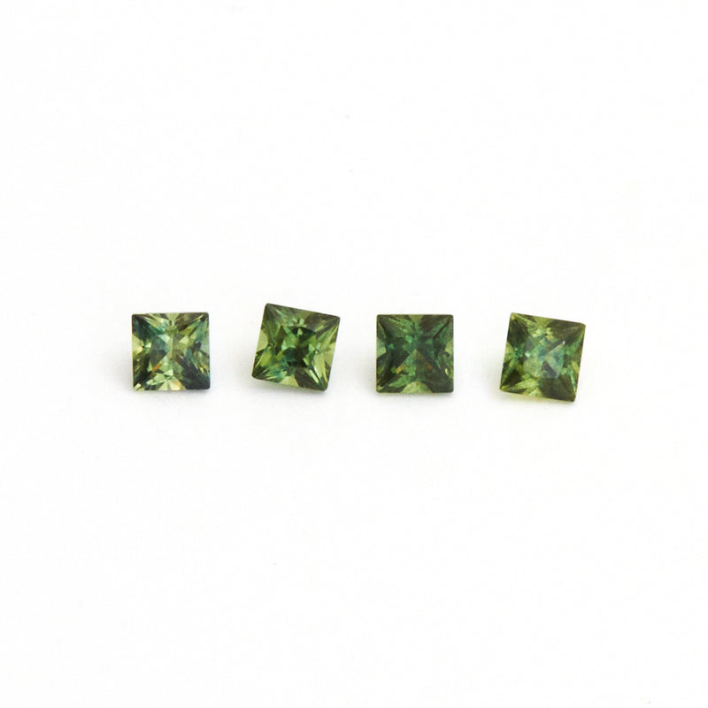 1.75 to 3.5mm Dark Green Australian Sapphire Princess Cuts