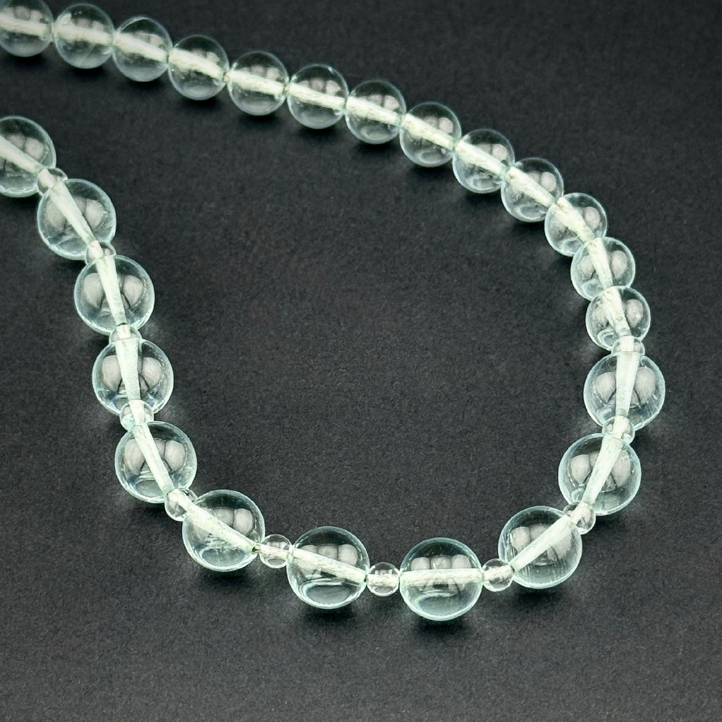 4 - 10mm Round Natural Aquamarine Bead Strand