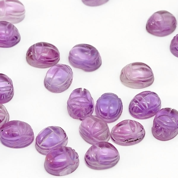 10x8mm AA Iris Amethyst® Carved Scarab Oval Cabs