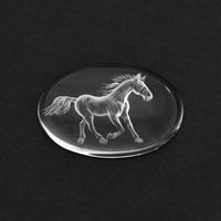 18x13mm Clear Quartz Oval Cab Horse Intaglio Carvings