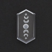 20x10mm Clear Quartz Elongated Hex Tablet™ Moon Phase Intaglio Carvings