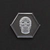 18mm Clear Quartz Hex Tablet™ Skull Intaglio Carvings