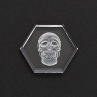 18mm Clear Quartz Hex Tablet™ Skull Intaglio Carvings