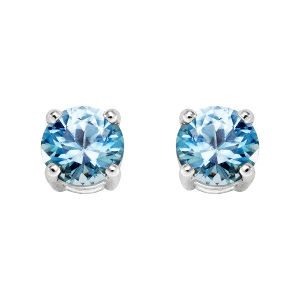 14kt White Gold 4mm Medium Blue Montana Sapphire Stud Earrings