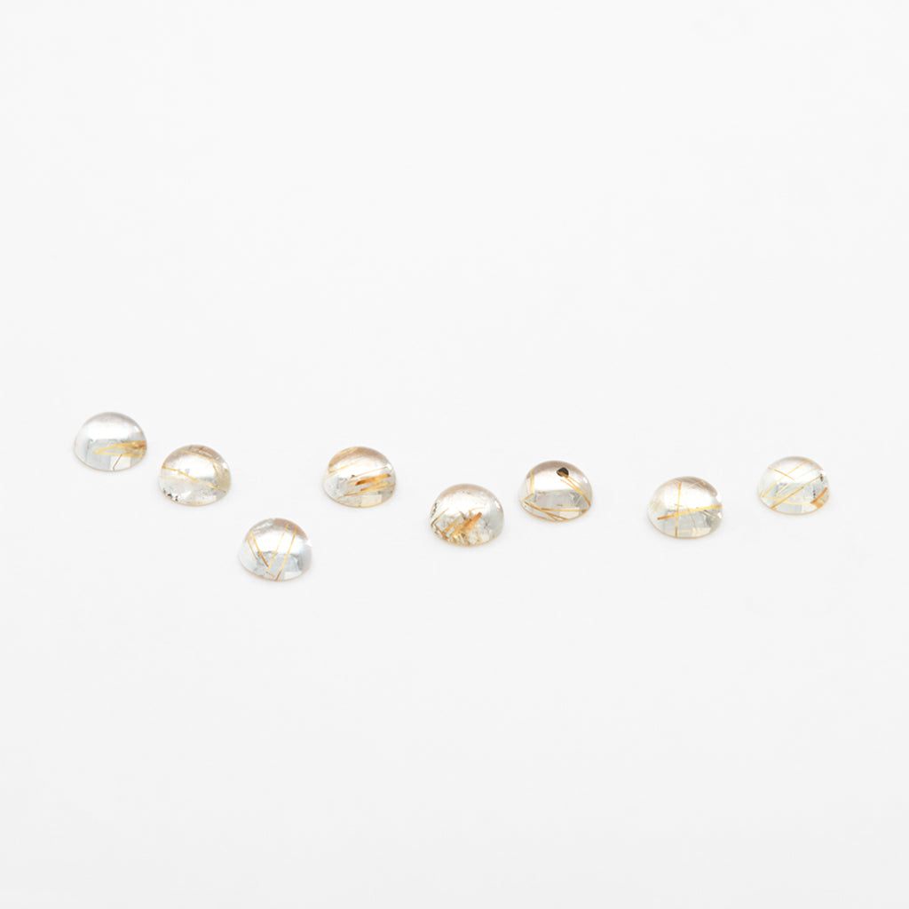 2.5 to 3mm Rutilated Quartz Round Cabs - Light Rutile