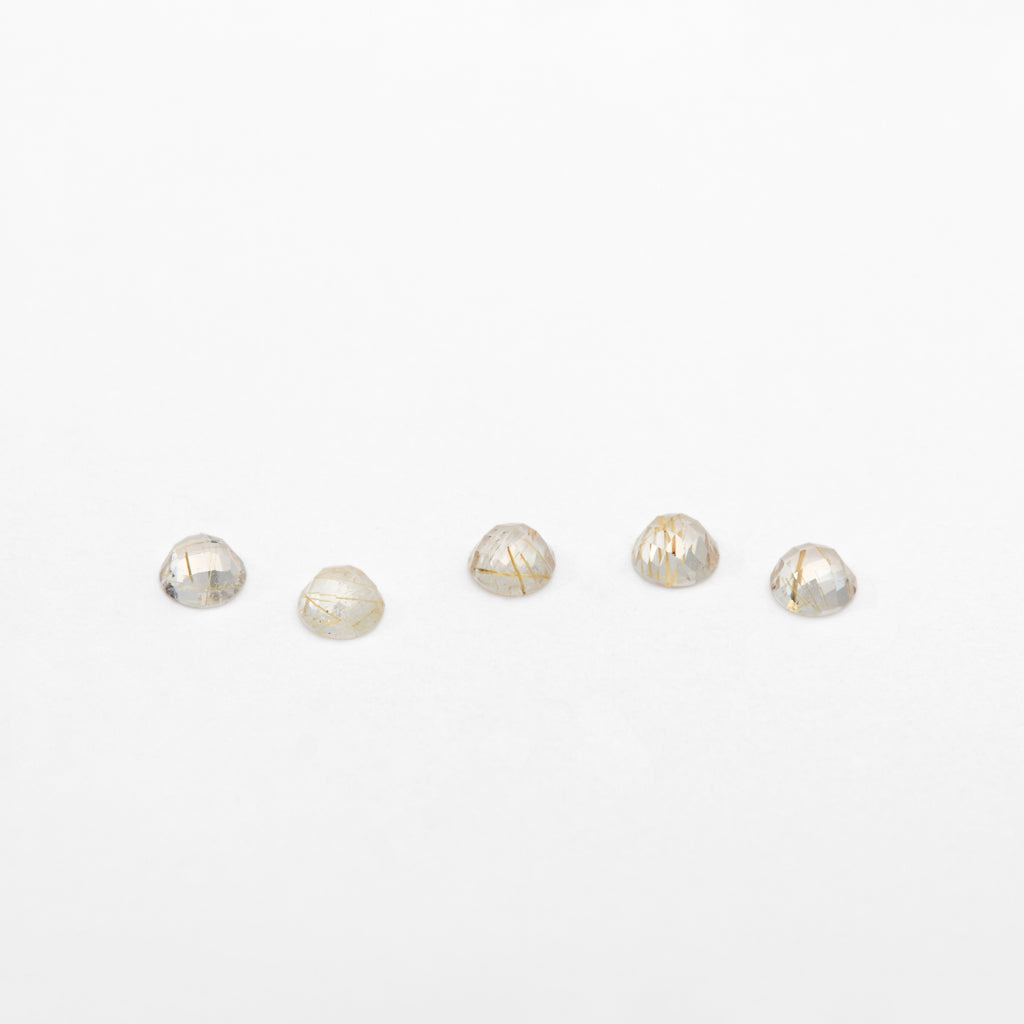 3mm Rutilated Quartz Rose Cut Rounds - Light Rutile