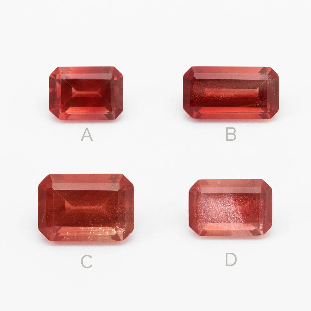 0.75 to 1.75 carat One-of-a-Kind Red Oregon Sunstone Emerald Cuts