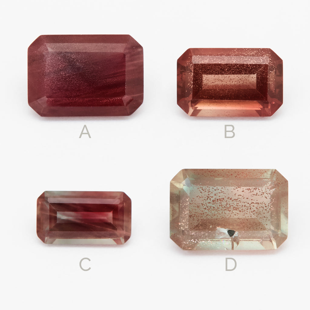 1.0 to 3.0 carat One-of-a-Kind Unusual Color Oregon Sunstone Emerald Cuts