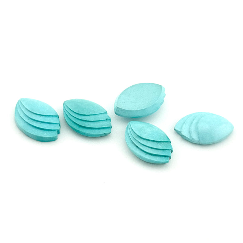 15x10mm Arizona Turquoise Carved Marquise Cabs