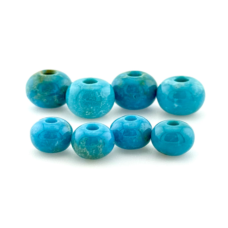 8.5x6 to 10.5x7.5mm Arizona Stabilized Turquoise Wheel Beads