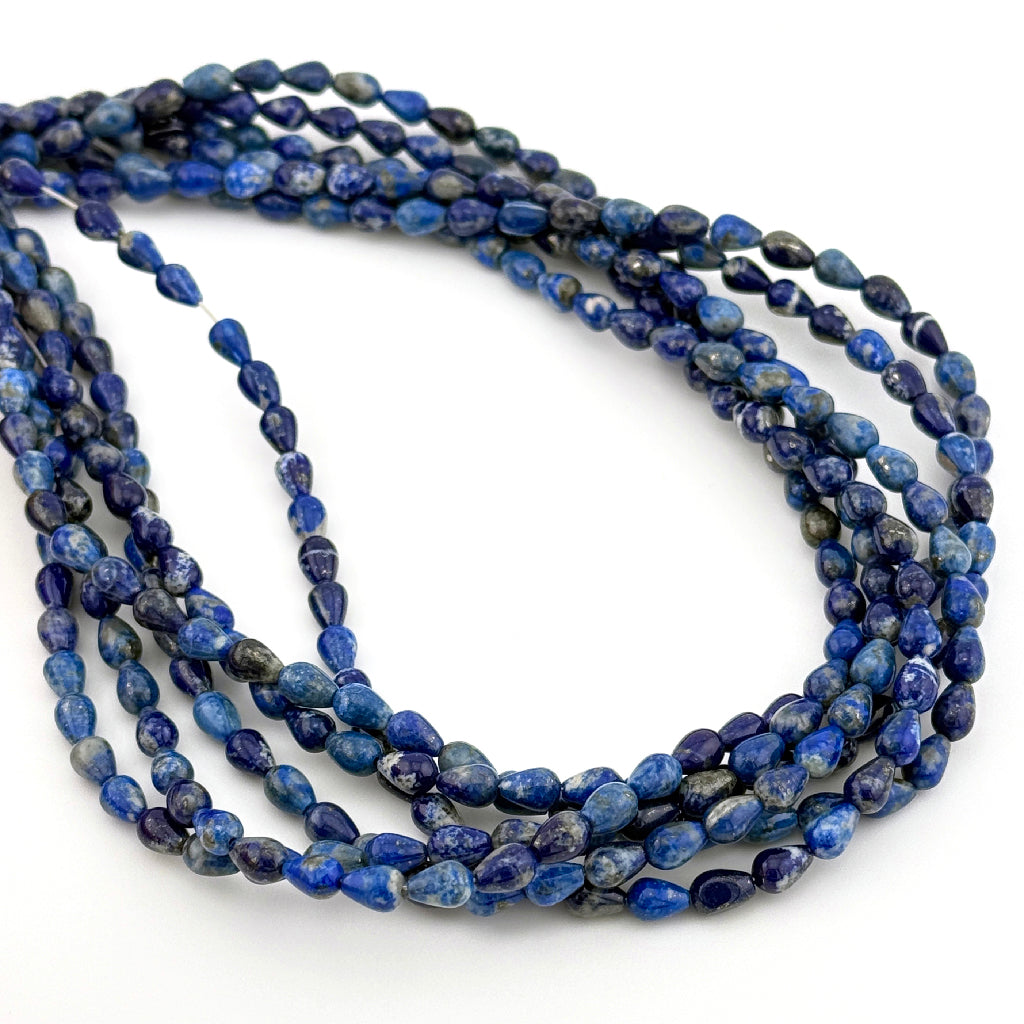 7x5mm Chilean Lapis Teardrop Bead Strands
