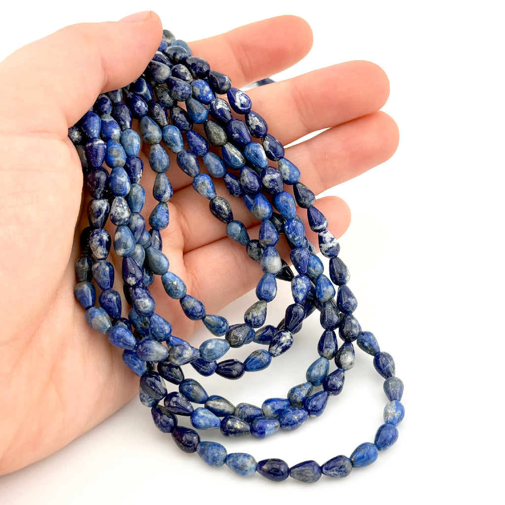 7x5mm Chilean Lapis Teardrop Bead Strands