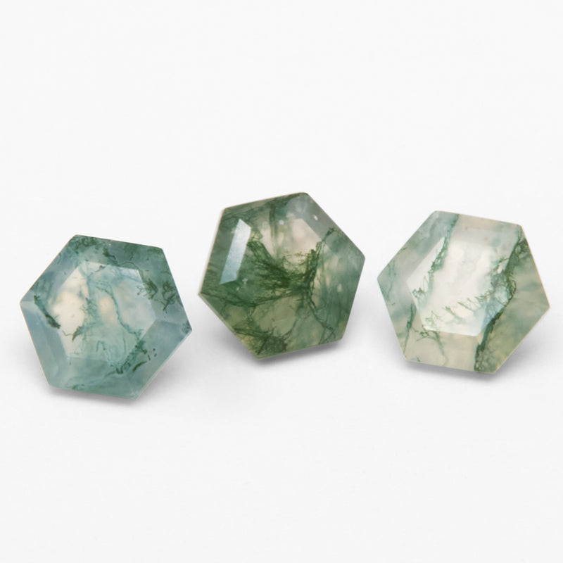 6mm Moss Agate Hexagons