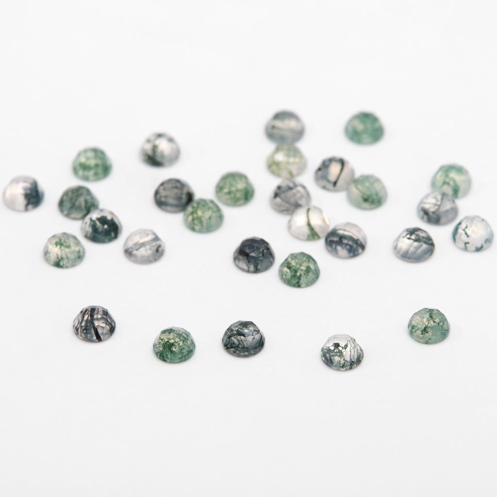 3mm Moss Agate Rose Cut Rounds