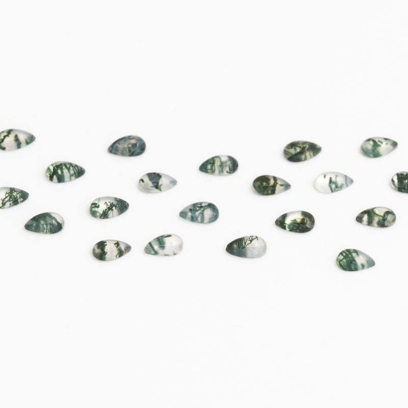 4x2.5mm Moss Agate Pear Cabs