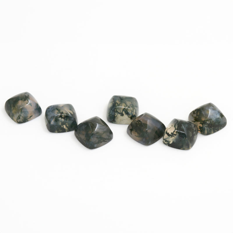 6 to 8mm Moss Agate Sugarloaf Cabs