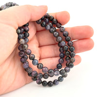 6 to 8mm Nevada Dark Purple Sage Chalcedony® Round Bead Strands