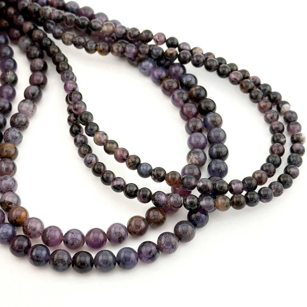 6 to 8mm Nevada Dark Purple Sage Chalcedony® Round Bead Strands