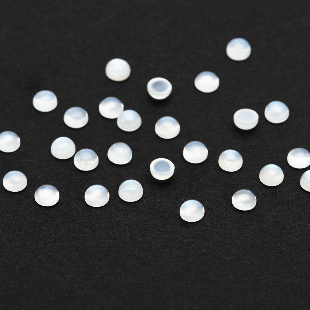 3mm White Indian Moonstone Round Cabs