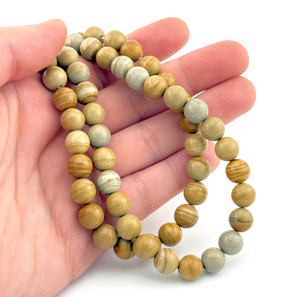 6 to 8mm Owyhee Golden Sunset Jasper Round Bead Strands