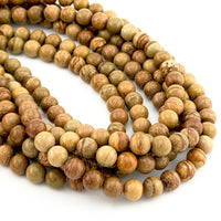 8mm Oregon Golden Desert Jasper Round Bead Strands