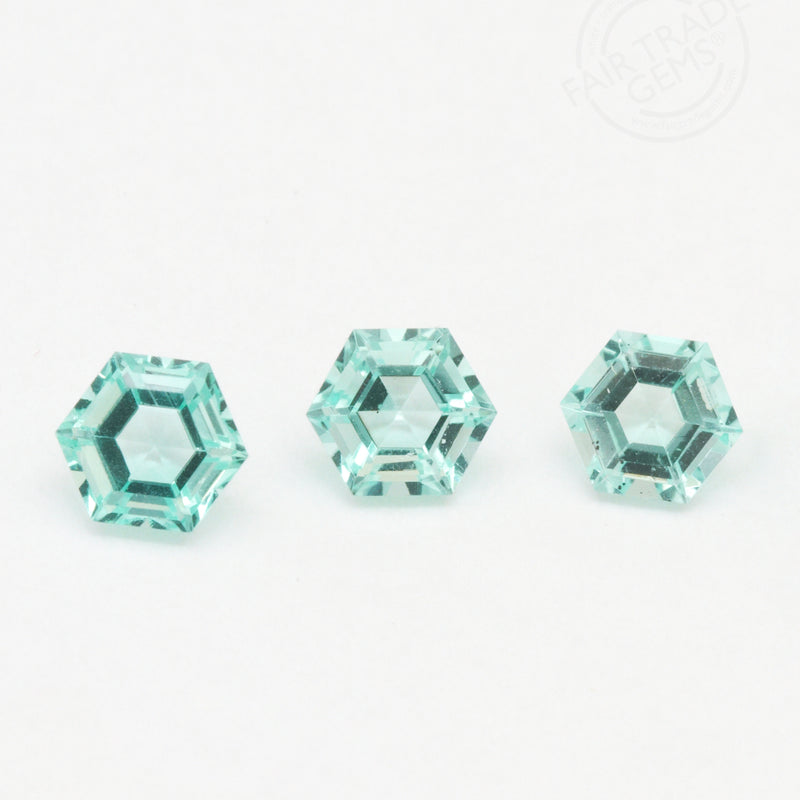 3 to 5.5mm Neon Green Beryl Hexagons