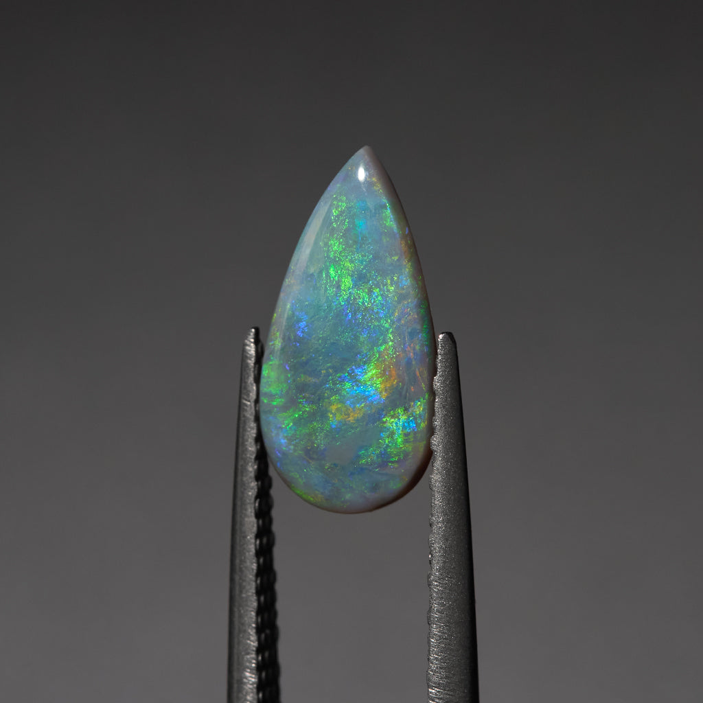 1.38ct Semi-Black Multi-Color Lightning Ridge Opal Pear Cab