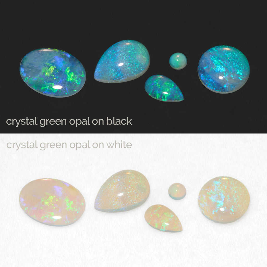 1.5 to 3.5mm Lightning Ridge Crystal Opal Round Cabs – Green Play of Color