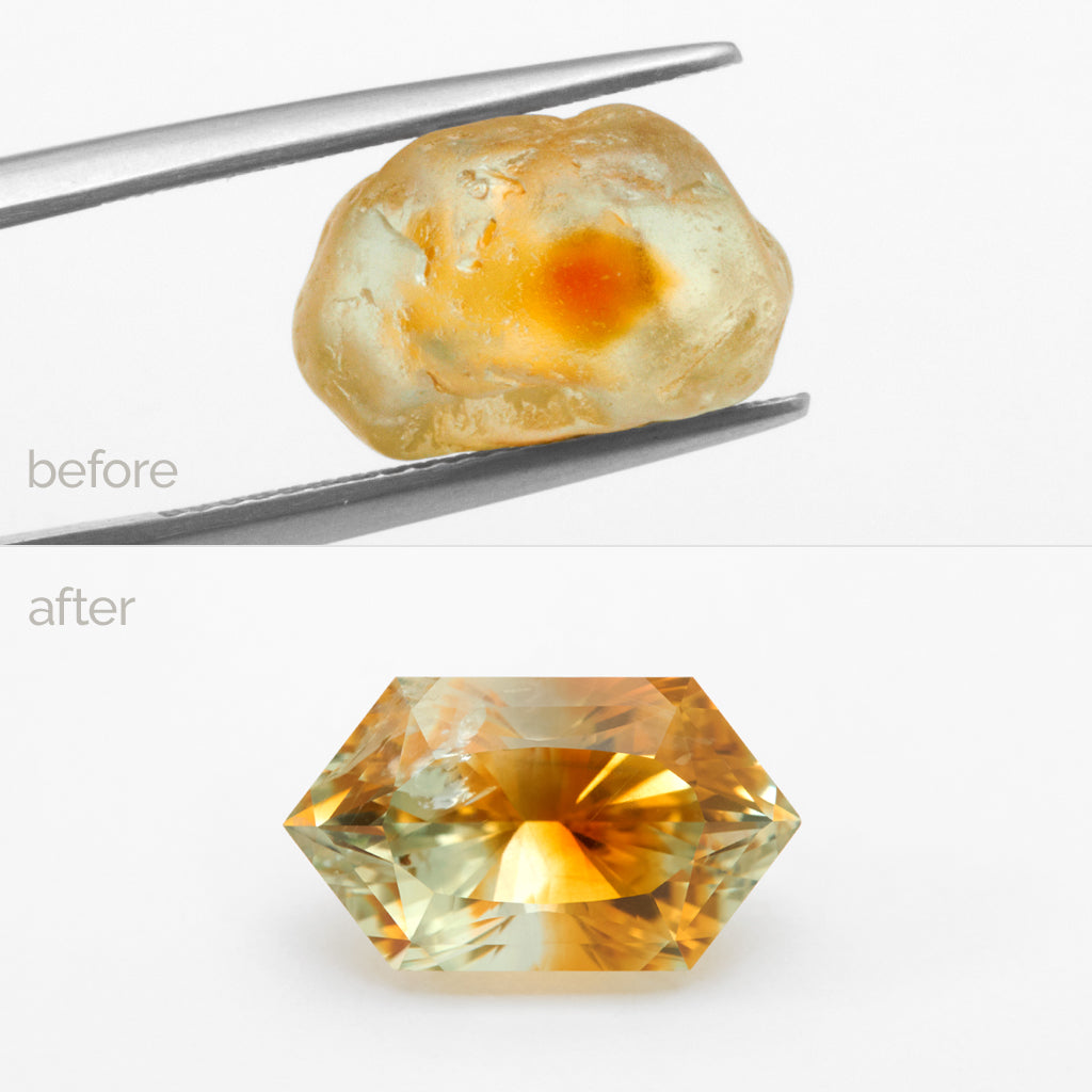 5.27ct Bi-Color Montana Sapphire Elongated Hexagon