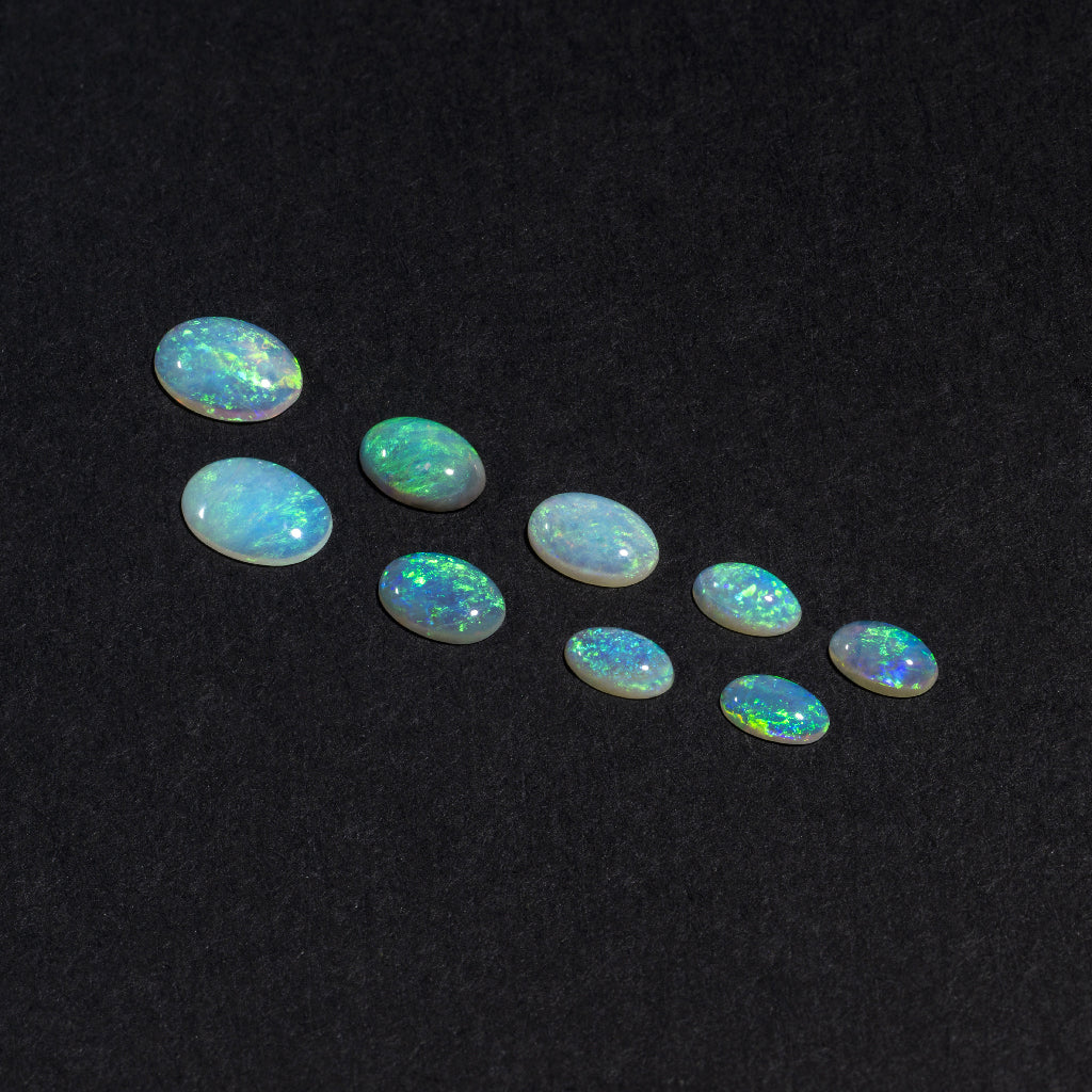 5x3 to 9x7mm Lightning Ridge Crystal Opal Ovals – Green Play of