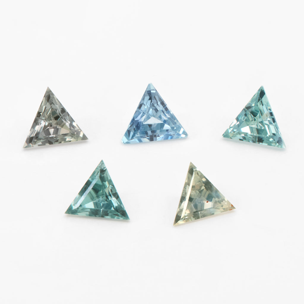 0.39 to 0.52 carat One-of-a-Kind Montana Sapphire Pointed Triangles