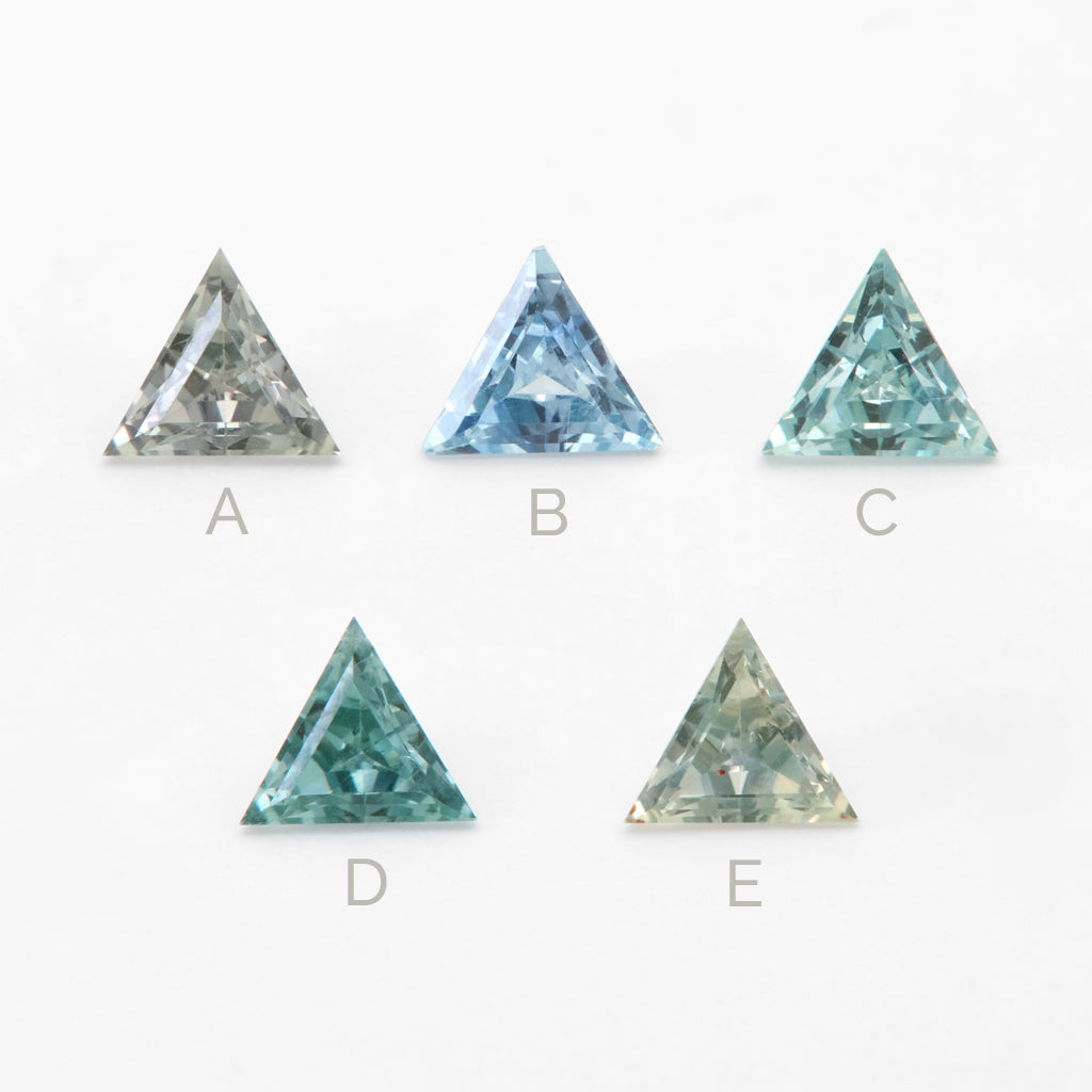 0.39 to 0.52 carat One-of-a-Kind Montana Sapphire Pointed Triangles