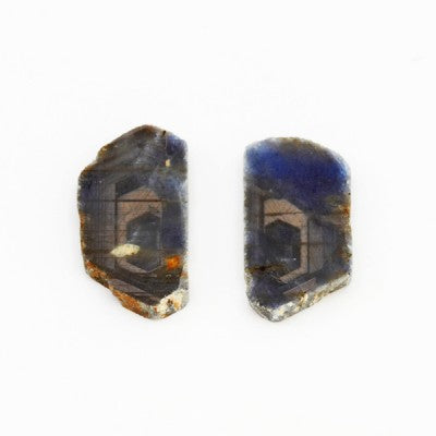 21.7ct Sapphire Freeform Crystal Slice Pair