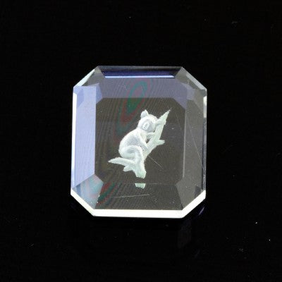 12x10mm Emerald Cut White Quartz Koala Bear Intaglio Carving