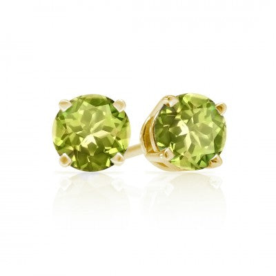 3mm, 4mm or 5mm Round Mesa Verde Peridot Stud Earrings in 14kt Gold