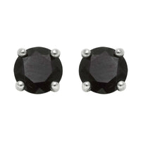 3mm, 4mm or 5mm Round Black Spinel Stud Earrings in Sterling Silver