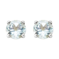 3mm, 4mm or 5mm Round Sky Blue Topaz Stud Earrings in Sterling Silver