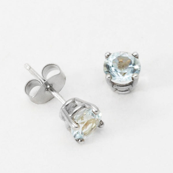 3mm, 4mm or 5mm Round Sky Blue Topaz Stud Earrings in Sterling Silver