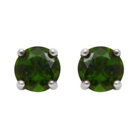 3mm, 4mm or 5mm Round Imperial Diopside Stud Earrings in Sterling Silver