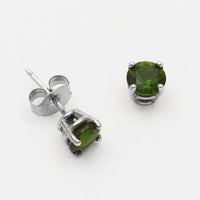 3mm, 4mm or 5mm Round Imperial Diopside Stud Earrings in Sterling Silver